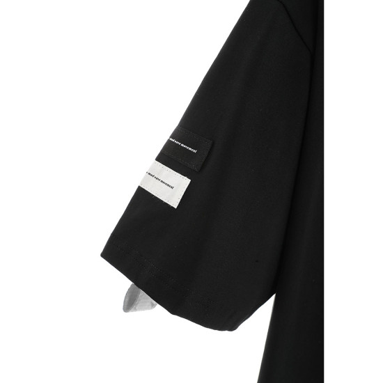 MWM Ανδρική κοντομάνικη μπλούζα Black Metal Tape Detail Regular Fit Tee